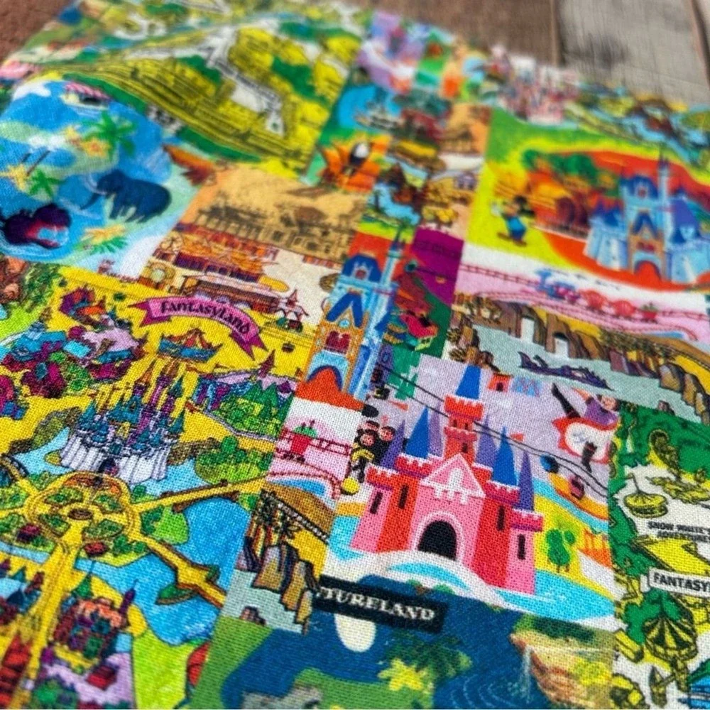 Disney Parks Authentic Cotton Dish Towel Vintage-Inspired Park Map Print Retro